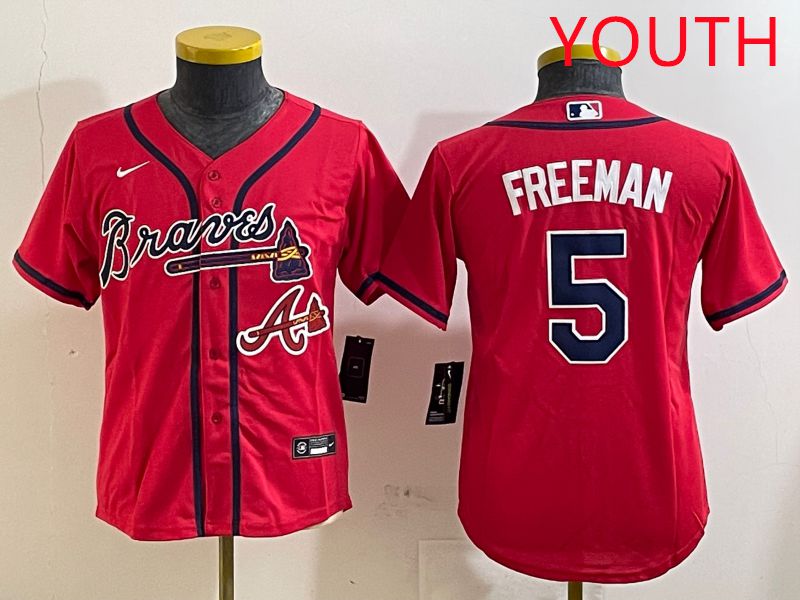 Youth Atlanta Braves #5 Freeman Red Game 2025 Nike MLB Jersey style 3->youth mlb jersey->Youth Jersey